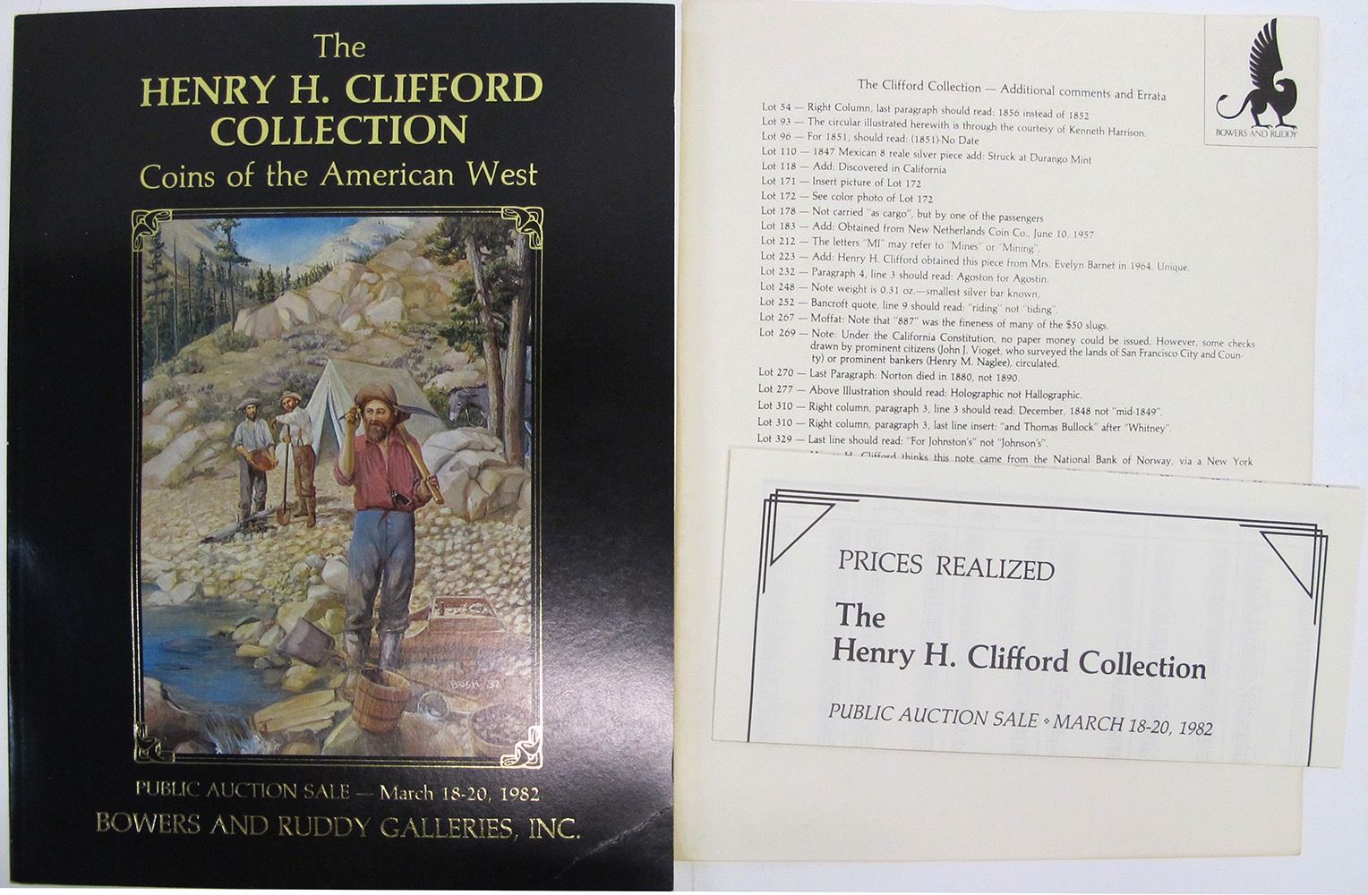 Henry Clifford Collection, Bowers and Ruddy Catalog and Prices Realized ...
