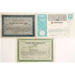 Three Stock Certificates with Coin Themes