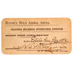 California Mid-Winter Exposition Pass for Boone's Wild Animal Arena