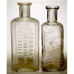 Two Lernhart Drug Bottles: Centerville, CA and Virginia City, Nevada