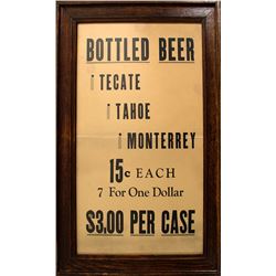 Framed Tecate Tahoe Bottled Beer Broadside