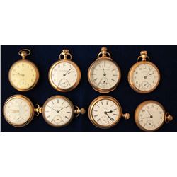 Eight Vintage Gold Pocket Watches