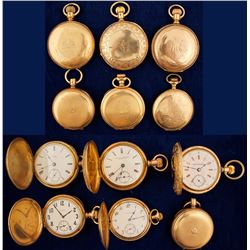 Six Vintage Gold Pocket Watches