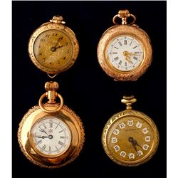 Vintage Ladies Gold Open Face Pocket Watches