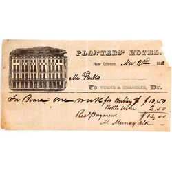 Planters' Hotel Receipt, 1848, New Orleans