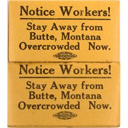 2 Labor Union Strike Pads, Butte, Montana