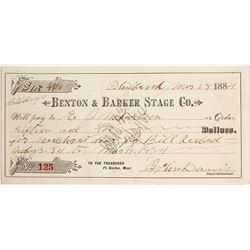 Benton & Barker Stage Co. Receipt, Philbrook, Montana Territory