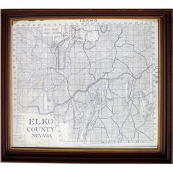 Nicely Framed Large Elko County Map