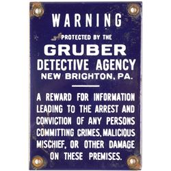 Gruber Detective Agency Metal Warning Sign