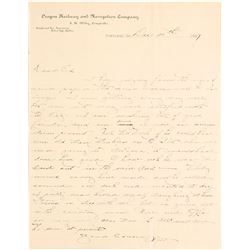 1887 Oregon Railway & Navigation Company Letter