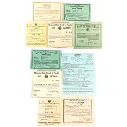 10 Vintage Montana Business Licenses