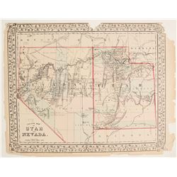 1872 Nevada/Utah Map by S.A. Mitchell
