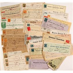 US Check Collection w/ Adhesive Revenue Stamps