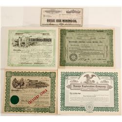 Five Nevada Stock Certificates
