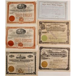 Six Different Western Mining Stock Certificates