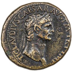 ROMAN EMPIRE: Claudius, 41-54 AD, AE sestertius (29.85g), Rome. F