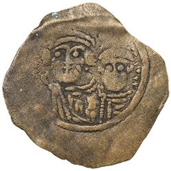 ARAB-SASANIAN: Anonymous, ca. 690-710, AE pashiz (0.41g), NM, ND. F