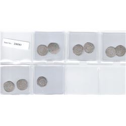 FATIMID: LOT of 9 silver ½ dirhams