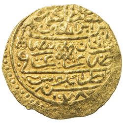 OTTOMAN EMPIRE: Mehmet IV, 1648-1687, AV sultani (3.45g), Tarabulus Gharb, AH1078. EF