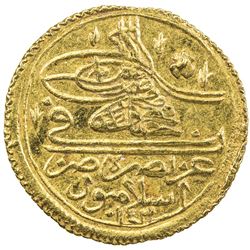 TURKEY: Mahmud I, 1730-1754, AV zeri mahbub (2.58g), Islambul, AH1143. UNC