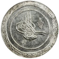 TURKEY: Mahmud II, 1808-1839, AR 5 kurush, Kostantiniye, AH1223 year 7. PCGS MS63