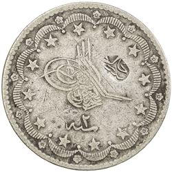 TURKEY: Abdul Aziz, 1861-1876, AR 20 kurush, Kostantiniye, AH1277 year 2. VF