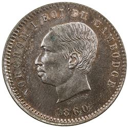 CAMBODIA: Norodom I, 1859-1904, AE 10 centimes, 1860. UNC