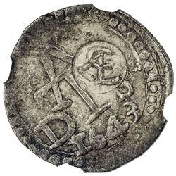 CEYLON (PORTUGUESE): Joao IV, 1640-1656, AR tanga, Goa, 1643. NGC EF45
