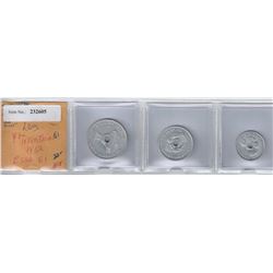 LAOS: SET of 3 1952 essais in aluminum