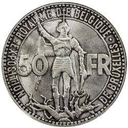BELGIUM: Leopold III, 1934-1950, AR 50 francs, 1935. PCGS MS66