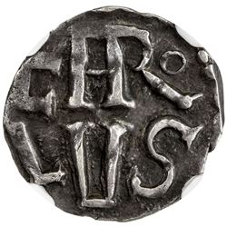 LYON: Charlemagne, 768-814, AR denier (1.22g), ND. NGC EF40