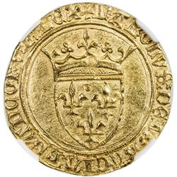 FRANCE: Charles VI, 1380-1422, AV ecu d'or a la couronne (3.78g), ND. NGC MS64