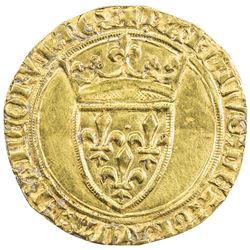 FRANCE: Charles VI, 1380-1422, AV ecu d'or (3.69g), Cremieu. AU