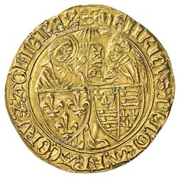 FRANCE: Henry VI, 1422-1461, AV salut d'or (3.46g), Rouen mint, ND (1423). AU