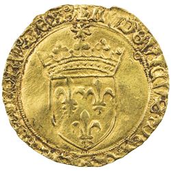 FRANCE: Louis XI, 1461-1483, AV ecu d'or au soleil (3.37g), Toulouse mint, ND (ca. 1475-1483). VF-EF
