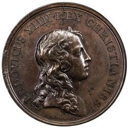 FRANCE: Louis XIV, 1643-1715, AE medal, 1655. NGC MS63