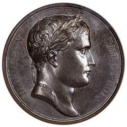 FRANCE: Napoelon I, Emperor, 1804-1814, AE medal, Paris mint, 1807. NGC MS63