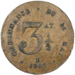 FRANCE: AE jeton, 1843-B, 50mm, ORDONNANCE DU 25 MAI 1843, VF