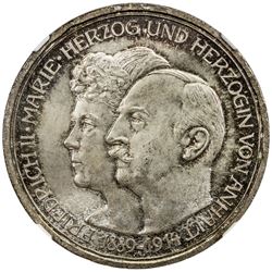 ANHALT-DESSAU: Friedrich II, 1904-1918, AR 3 mark, 1914-A. NGC MS66