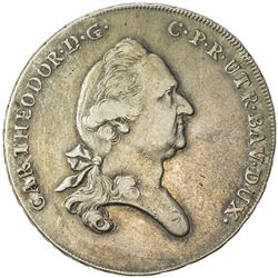 BAVARIA: Karl Theodor, 1777-1799, AR 1/2 thaler (13.85g), Amberg, 1780-A. VF