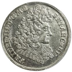 BRANDENBURG: Friedrich III, as Duke, 1688-1701, AR 2/3 thaler, 1691-LCS. PCGS MS63