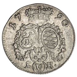 LOWENSTEIN-WERTHEIM-ROCHEFORT: Dominik Konstantin, 1789-1806, AR kreuzer (0.75g), Wertheim, 1790. AU