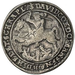 MANSFELD-EIGENTLICHE-HINTERORT: David, 1592-1628, AR thaler (28.92g), Eisleben, 1613. F
