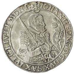 SAXE-ALBERTINE LINE: Johann Georg I, alone, 1615-1656, AR thaler (28.75g), 1655. EF