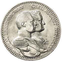 SAXE-WEIMAR-EISENACH: Wilhelm Ernst, 1901-1918, AR 3 mark, 1915-A. UNC