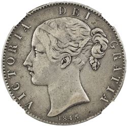 GREAT BRITAIN: Victoria, 1837-1901, AR crown, 1845. NGC VF35