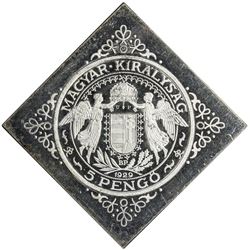 HUNGARY: Miklos Horthy, regent, 1920-1944, AR 5 pengo, 1929-BP. PF