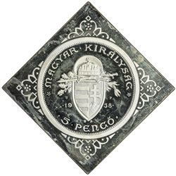 HUNGARY: Miklos Horthy, regent, 1920-1944, AR 5 pengo, 1938-BP. PF