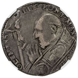 PAPAL/ROMAN STATES: Clemens VIII, 1592-1605, AR testone, Ferrara, 1598. NGC VF25
