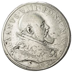 PAPAL STATES: Urban VIII, 1623-1644, AR piastra, year XII (1634). VG